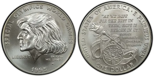 1995-W $1 Special Olympics obverse and reverse thumbnail