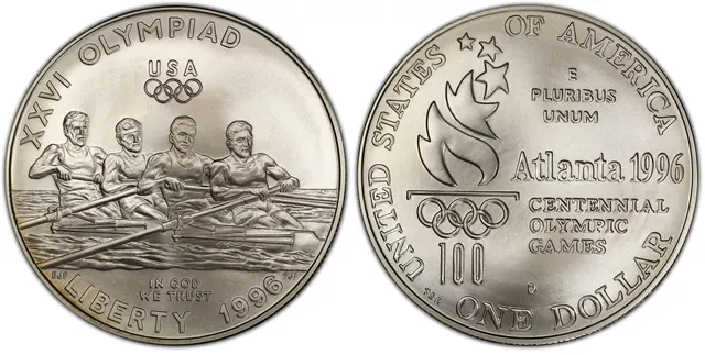 1996-D $1 Rowing obverse and reverse thumbnail