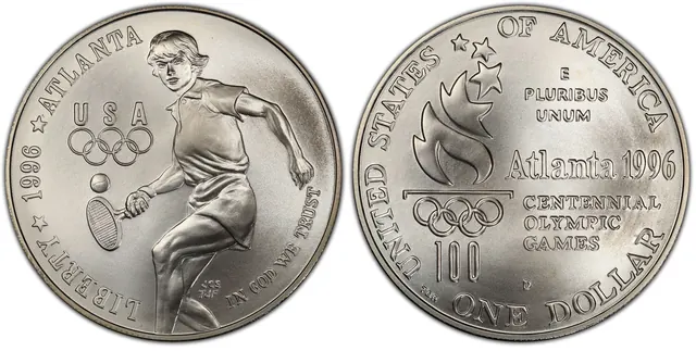 1996-D $1 Tennis obverse and reverse thumbnail