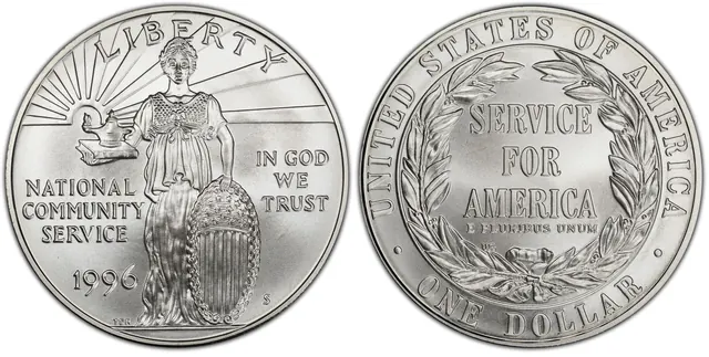 1996-S $1 Nat. Comm. Service obverse and reverse thumbnail