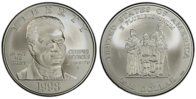 1998-S $1 Crispus Attucks obverse and reverse thumbnail