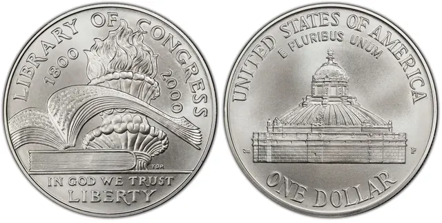 2000-P $1 Library obverse and reverse thumbnail