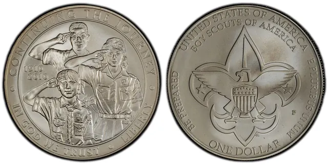 2010-P $1 Boy Scouts of America obverse and reverse thumbnail