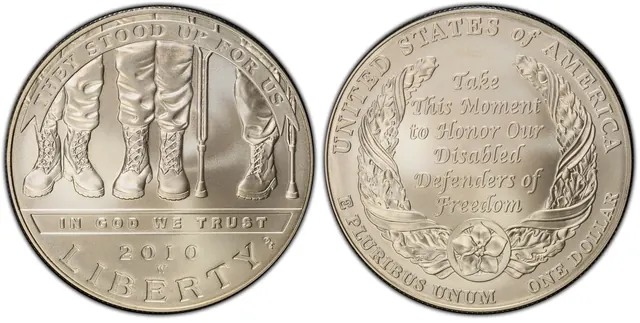 2010-W $1 Disabled Veterans obverse and reverse thumbnail