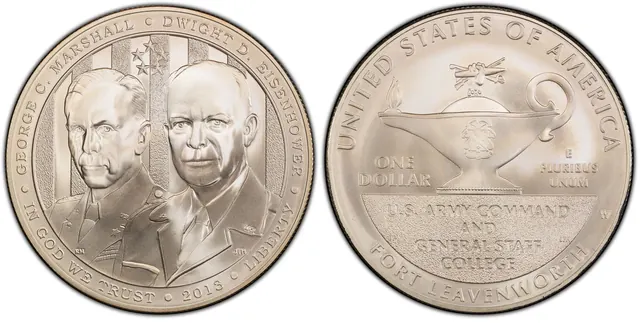 2013-W $1 5 Star Generals - Marshall, Eisenhower obverse and reverse thumbnail