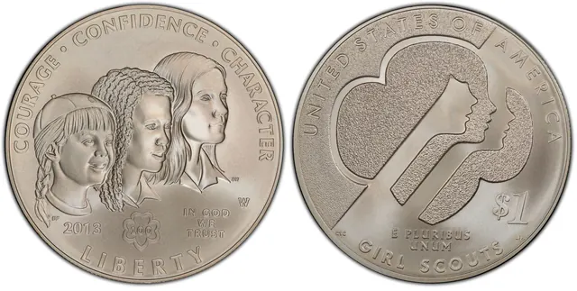 2013-W $1 Girl Scouts obverse and reverse thumbnail