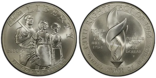 2014-P $1 Civil Rights Act of 1964 obverse and reverse thumbnail