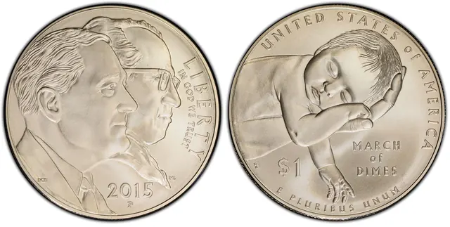 2015-P $1 March of Dimes obverse and reverse thumbnail