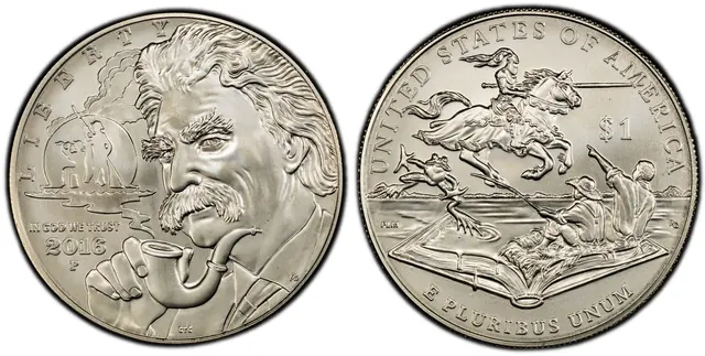 2016-P $1 Mark Twain obverse and reverse thumbnail