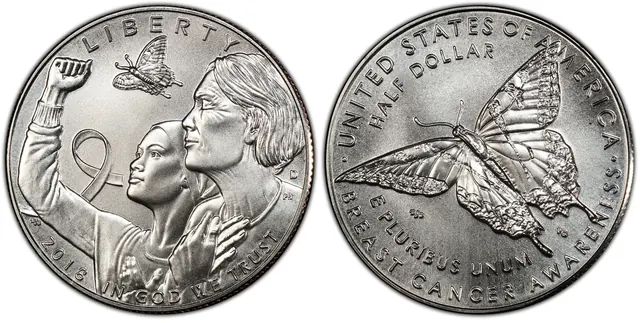 2018-D 50C Breast Cancer Awareness obverse and reverse thumbnail