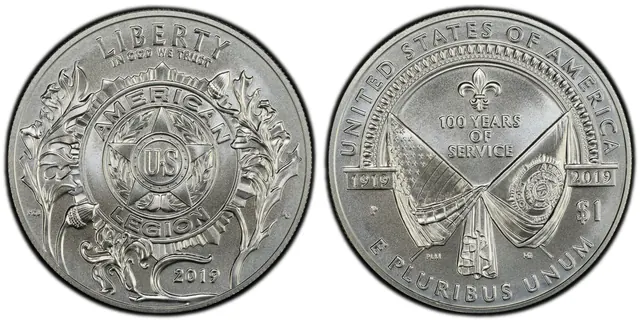 2019-P $1 American Legion 100th Ann obverse and reverse thumbnail