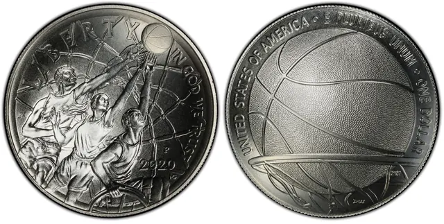 2020-P $1 Basketball Hall of Fame obverse and reverse thumbnail
