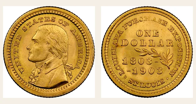 1903 G$1 LA Purch-Jefferson NGC obverse and reverse identification pair
