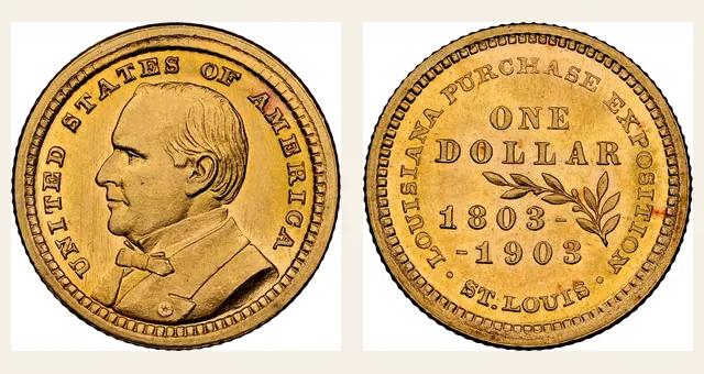 1903 G$1 LA Purch-McKinley NGC obverse and reverse identification pair