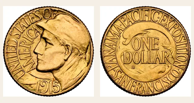 1915-S G$1 Panama-Pacific NGC obverse and reverse identification pair