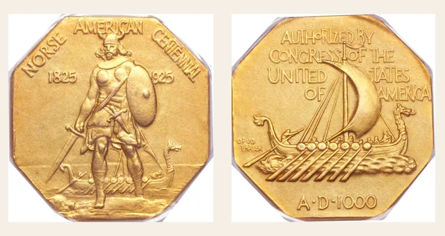 1925 Norse American Gold Medal PF NGC obverse and reverse identification pair