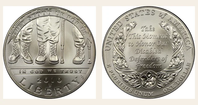 2010-W $1 Disabled Veterans NGC obverse and reverse identification pair