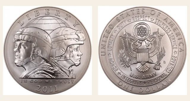 2011-S $1 United States Army NGC obverse and reverse identification pair