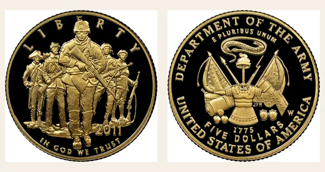 2011 W United States Army $5 PF NGC obverse and reverse identification pair