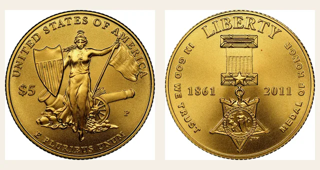2011-P $5 Medal of Honor NGC obverse and reverse identification pair