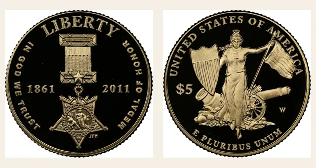 2011 W Medal of Honor $5 PF NGC obverse and reverse identification pair