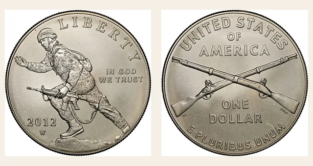 2012-W $1 Infantry NGC obverse and reverse identification pair