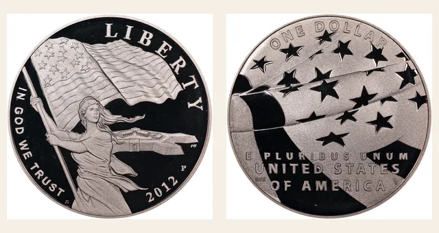 2012 P Star Spangled Banner S$1 PF NGC obverse and reverse identification pair