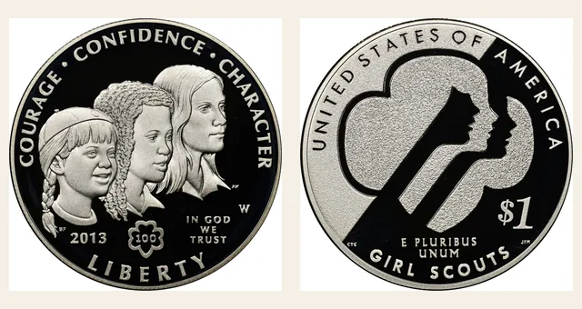 2013 W Girl Scouts Centennial S$1 PF NGC obverse and reverse identification pair