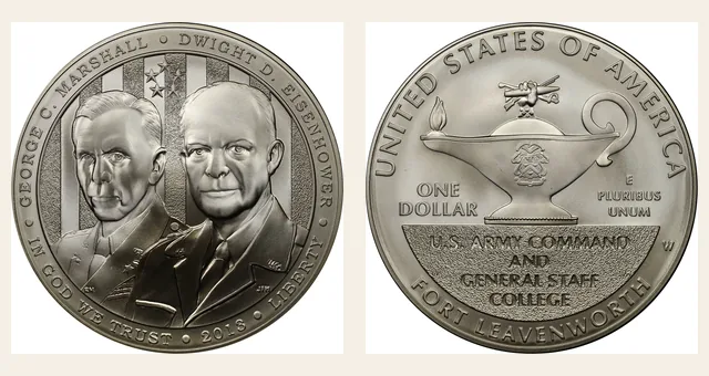 2013-W $1 5 Star Generals - Marshall, Eisenhower NGC obverse and reverse identification pair