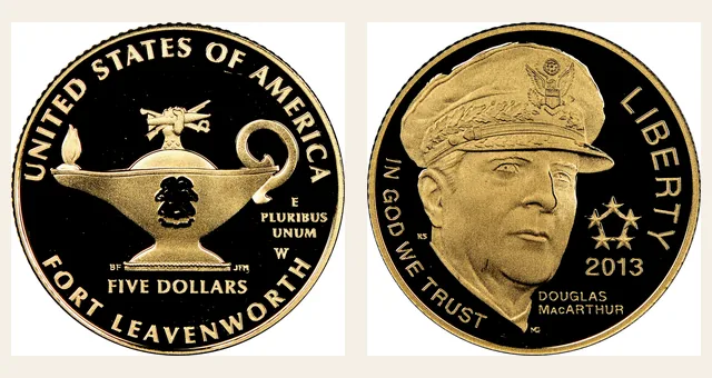 2013-P $5 5 Star Generals - MacArthur NGC obverse and reverse identification pair