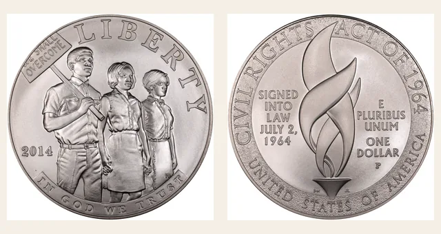 2014-P $1 Civil Rights Act of 1964 NGC obverse and reverse identification pair