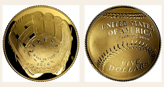 2014 W Baseball Hall of Fame $5 PF NGC obverse and reverse identification pair