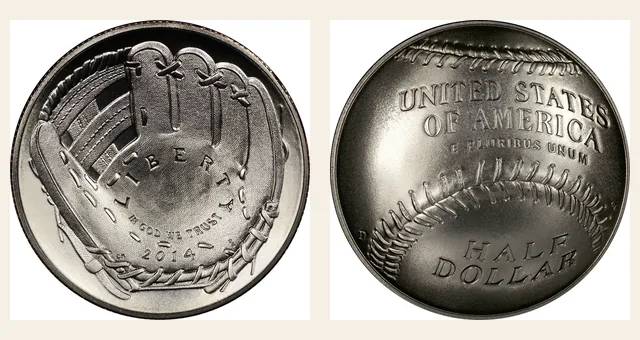 2014 D Baseball Hall of Fame 50C MS NGC obverse and reverse identification pair
