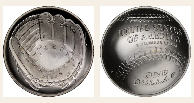 2014-P $1 Baseball Hall of Fame NGC obverse and reverse identification pair