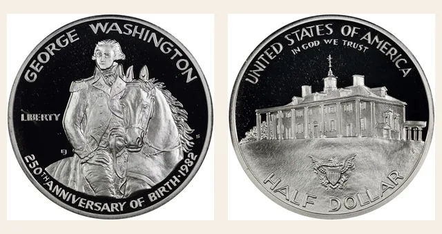 1982 S George Washington 50C PF NGC obverse and reverse identification pair