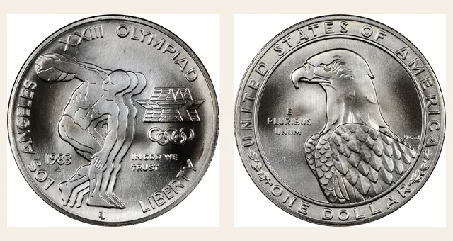 1983-S $1 Olympic NGC obverse and reverse identification pair