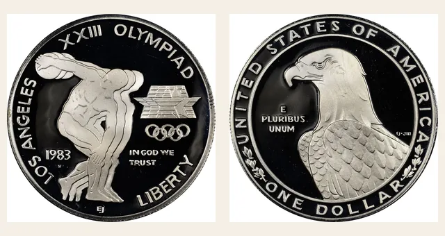 1983 S Olympics S$1 PF NGC obverse and reverse identification pair