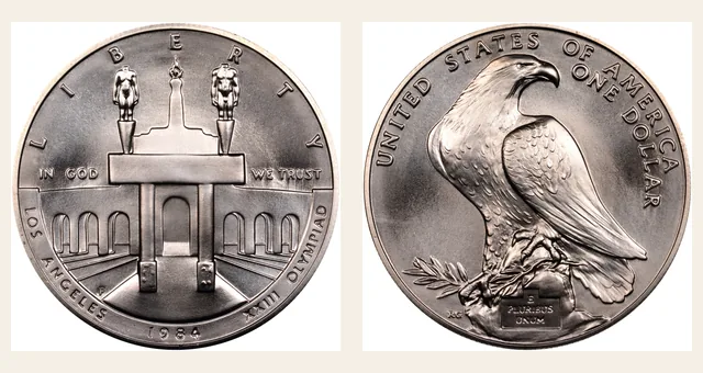 1984-P $1 Olympic NGC obverse and reverse identification pair