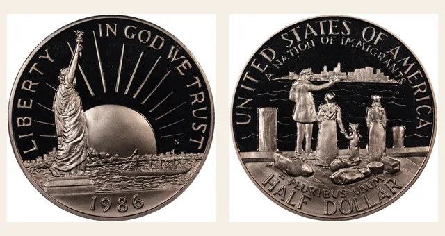 1986 S Statue of Liberty 50C PF NGC obverse and reverse identification pair