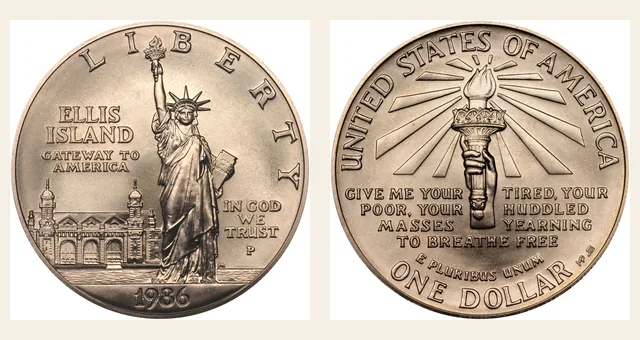 1986-P $1 Statue of Liberty NGC obverse and reverse identification pair