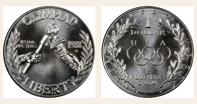 1988-D $1 Olympic NGC obverse and reverse identification pair