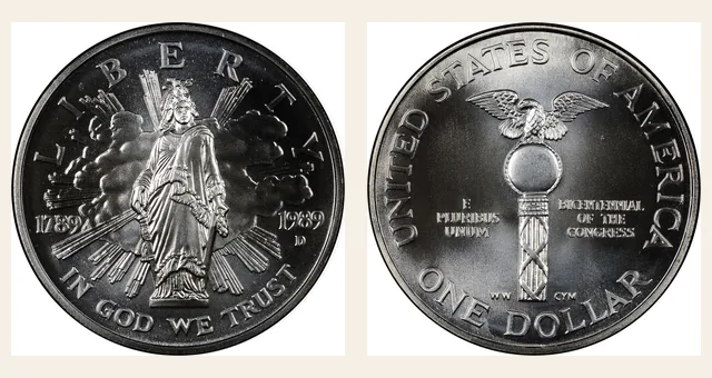 1989-D $1 Congress NGC obverse and reverse identification pair