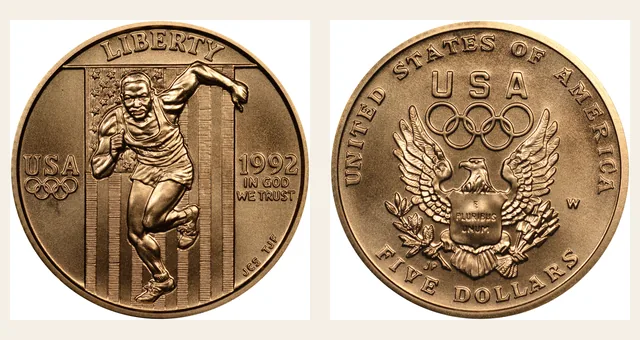 1992-W $5 Olympic NGC obverse and reverse identification pair