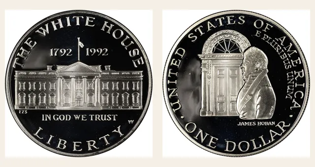 1992 W White House Bicentennial S$1 PF NGC obverse and reverse identification pair