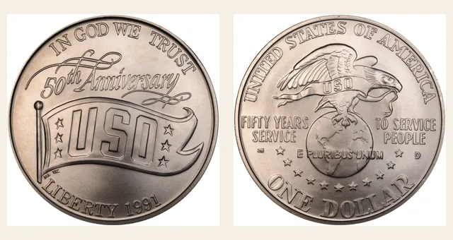 1991-D $1 USO NGC obverse and reverse identification pair