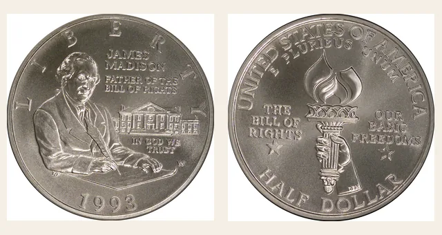 1993-W 50C Madison NGC obverse and reverse identification pair