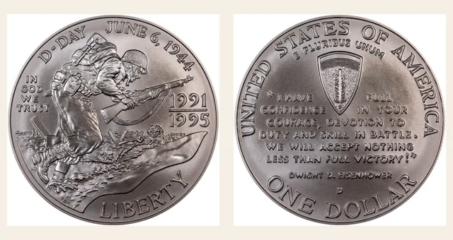 1991-95-D $1 World War II NGC obverse and reverse identification pair