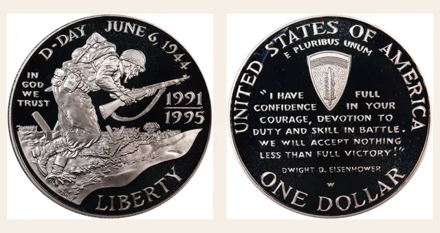 1991-1995 W World War Ii Anniversary S$1 PF NGC obverse and reverse identification pair