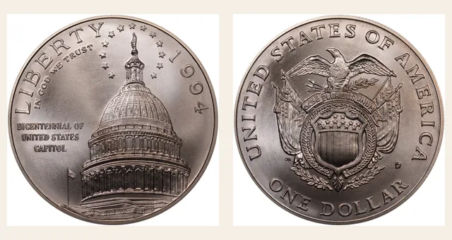 1994-D $1 Capitol NGC obverse and reverse identification pair