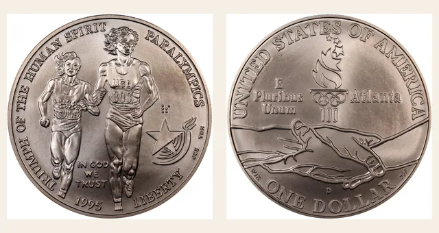 1995-D $1 Paralympic NGC obverse and reverse identification pair
